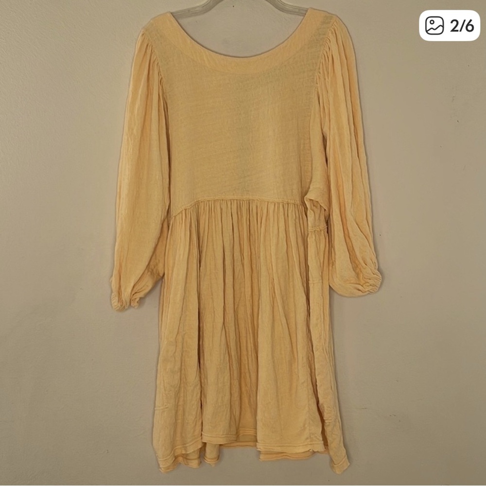 Free People Soft Yellow Long Sleeve Dress